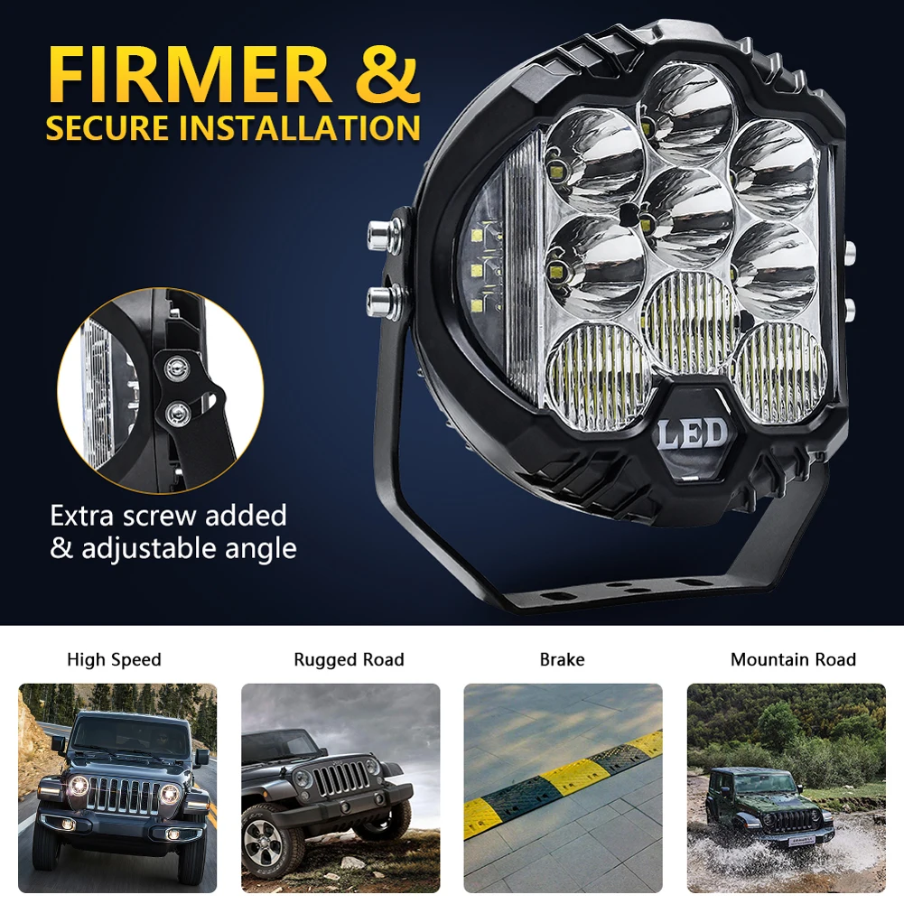 7inch Led Work Light Car Headlight For Truck Offroad Fog Lamp Night