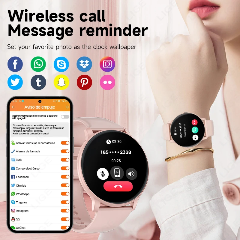 LIGE 2026 Smart Watch 1.39 Inch Answer Make Call Message Sports Calories Fitness Tracker DIY Dial Weather Watches For Women Men
