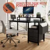 47.3" Computer Desk with Power Outlet,Monitor Stands,Shelves, Writing Table/Gaming Desks with Drawers,Office Desk 5