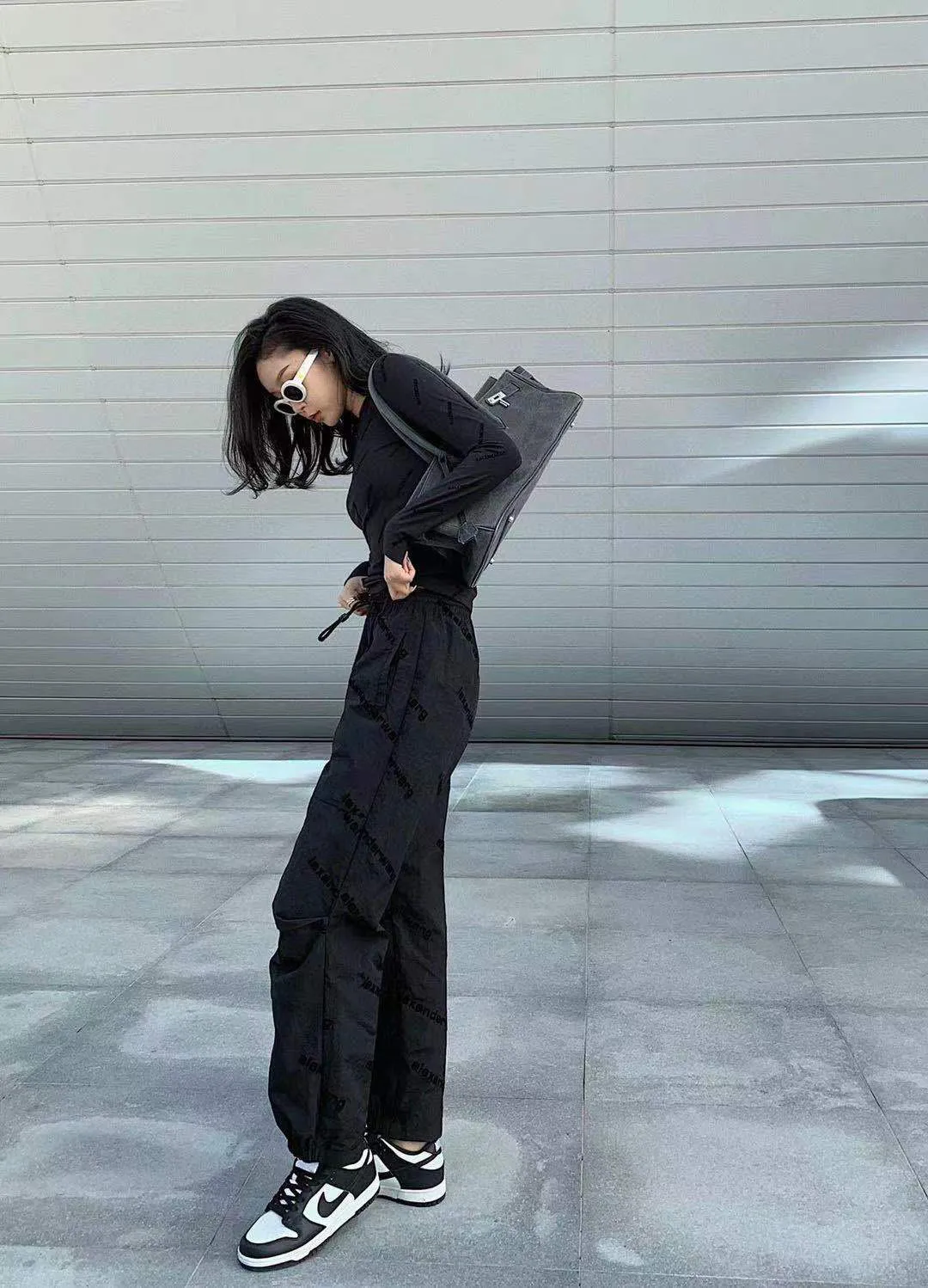 adidas track pants 22 early spring new casual flocking A. letter embellished trousers elastic waist solid color overalls trousers for women