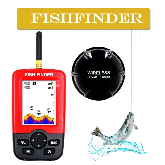 Smart Portable Depth Fish Finder with 100M Wireless Sonar Sensor Echo  Sounder LCD Fishfinder Lake Sea Fishing Saltwater