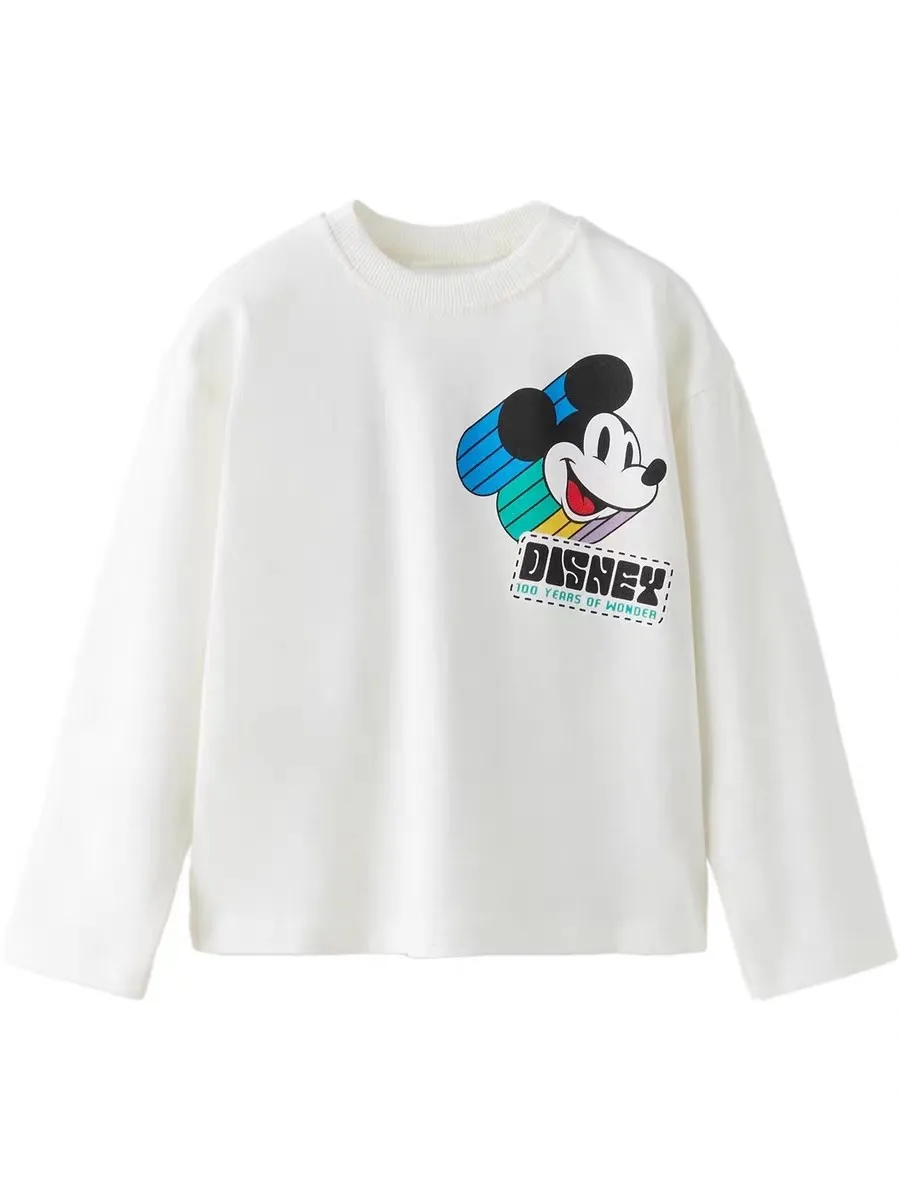 Spring/autumn Disney Mickey Printed T-shirts Long Sleeved Tops Children Clothes Baby Boys Girls Bottom Shirt Crewneck Blouse 4