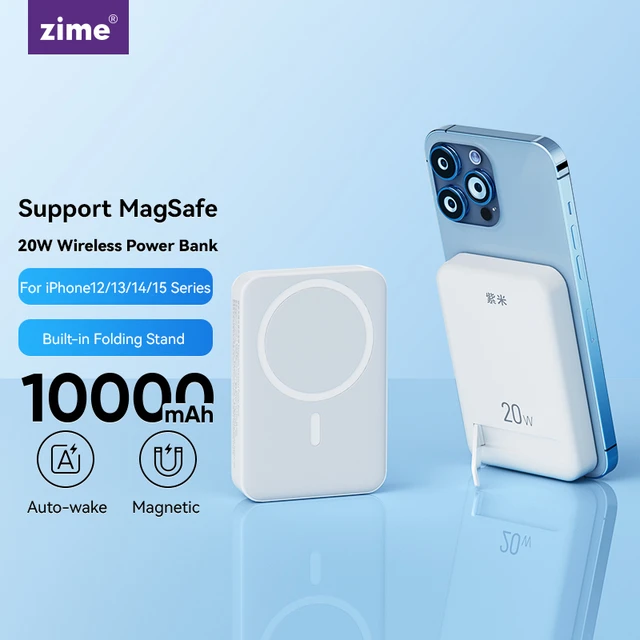 Zime Magnetic Wireless Charging Power Bank 10000mAh External Battery Pack  Portable Magsafe Powerbank for iPhone 15