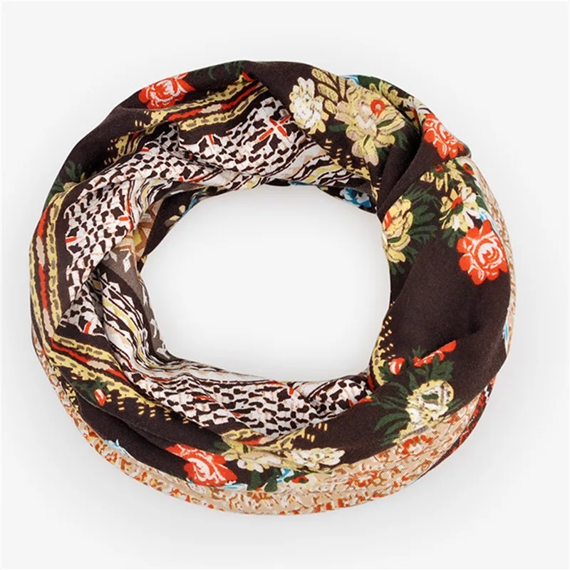 Floral Print Women Hat Scarves Autumn Winter Dual-use Vintage Hats For Women Skullies And Beanies Women Scarf Face Mask