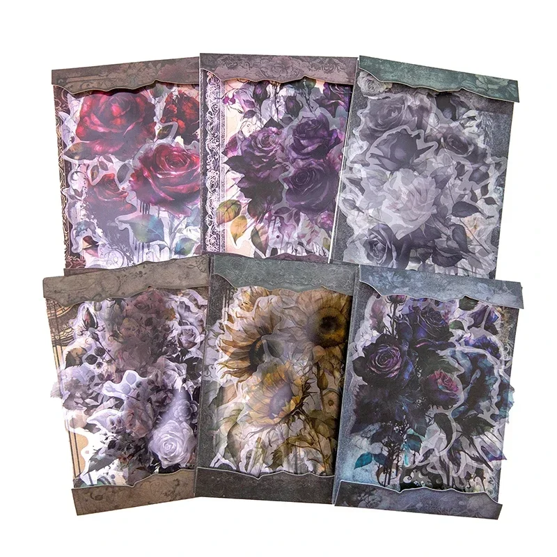 30 pezzi di materiale per album di carta Bloom pacchetto scuro manuale retrò materiali decorativi quaderni scrittura a mano - immagine 4