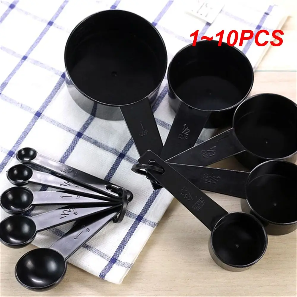 주방 요리 측정 스푼 세트, 블랙 플라스틱 티스푼, 컵 측정 세트 도구, 주방 도구, 1  10 개