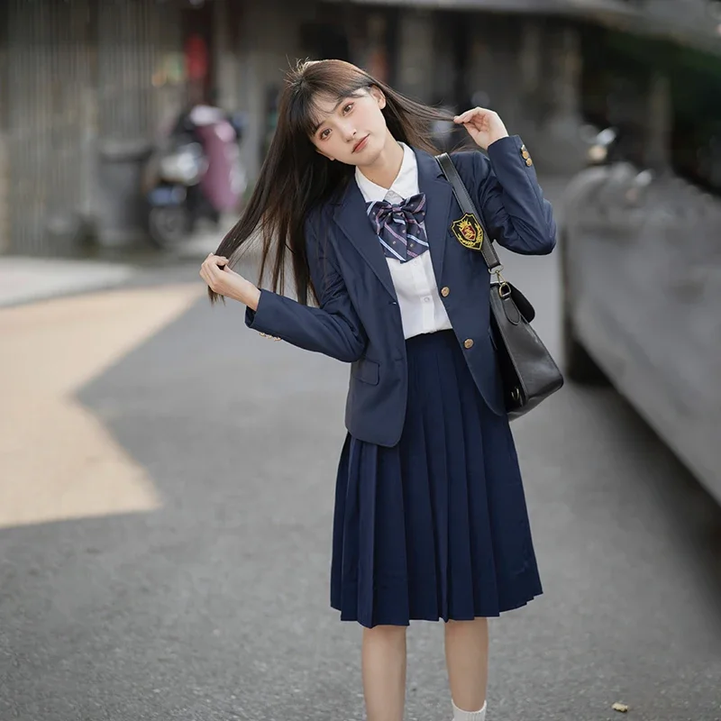 Navy Jacket for Girls School Coat High School Clothes Jk Suit