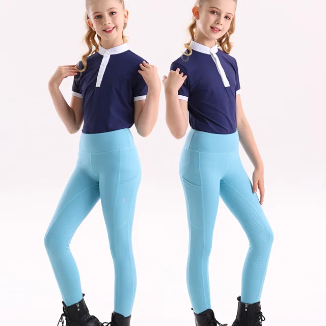 Summer children's equestrian pants high elasticity knitted children's horse riding pants full silicone 6