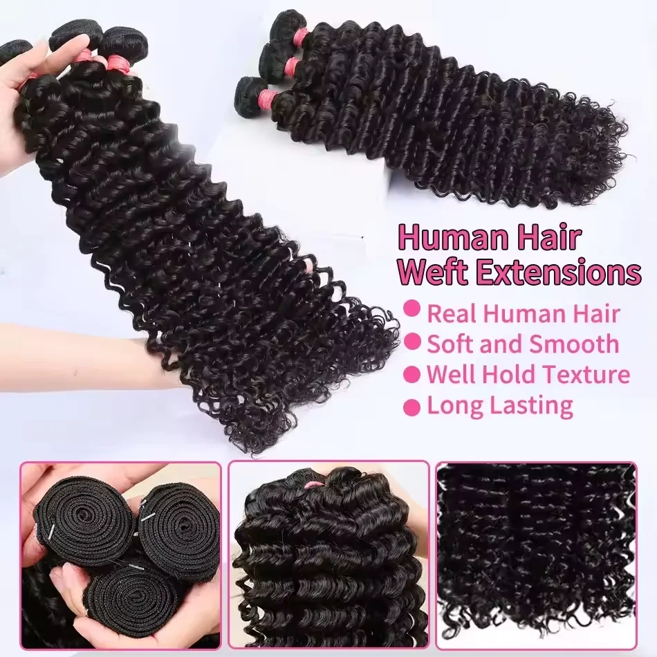 Luvin Burmese Curly Bundles Human Hair 30 34 Inch Deep Wave Raw Hair Bundles 100% Unprocessed Double Weft Hair Extensions Weave 2