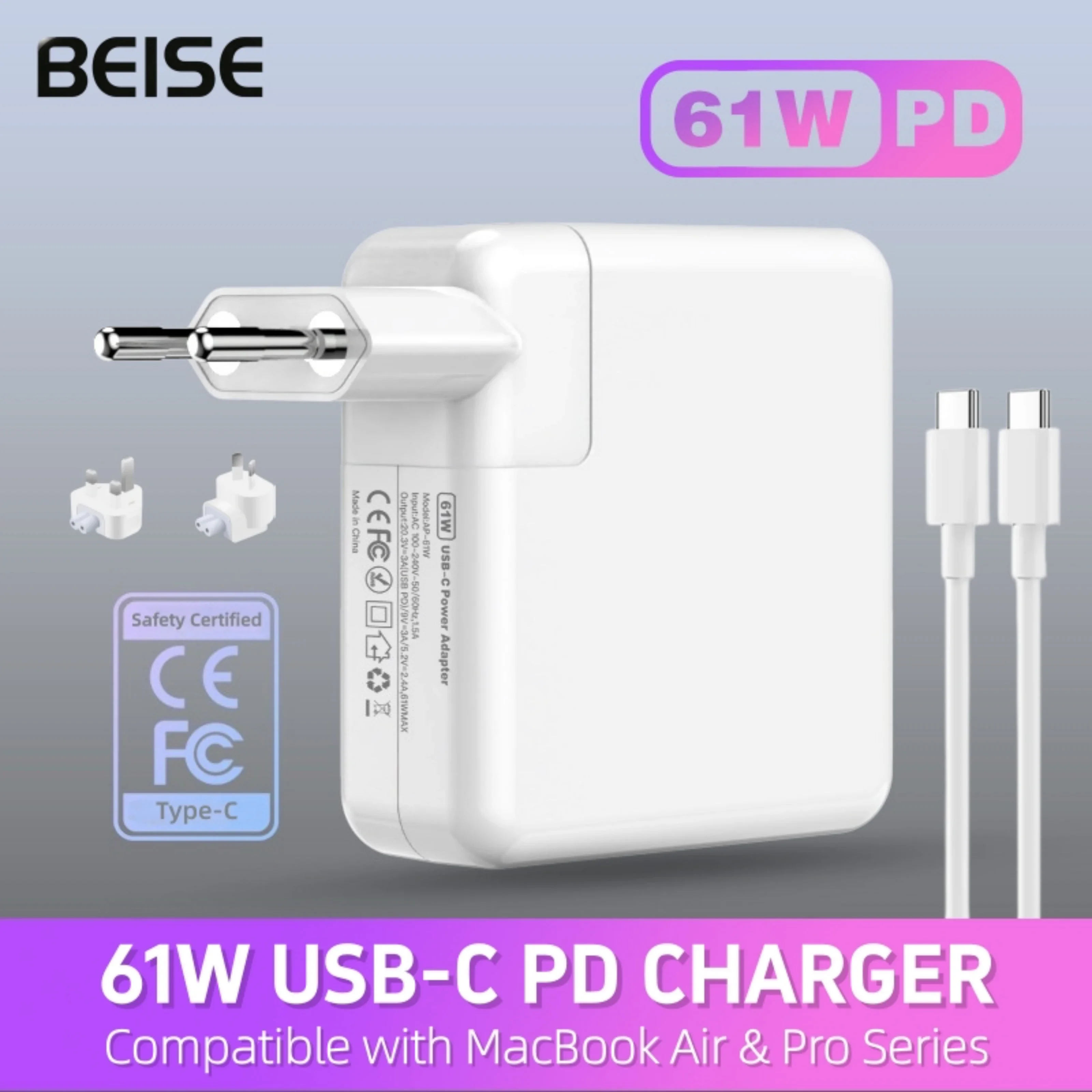 High-Power USB-C Laptop Charger with Smart Chip Technology