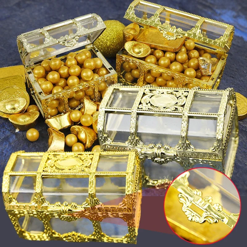 

Retro Pirate Transparent Pirate Treasure Storage Box Organizer Earrings Crystal Gem Jewelry Trinket Women Jewelry Display Case