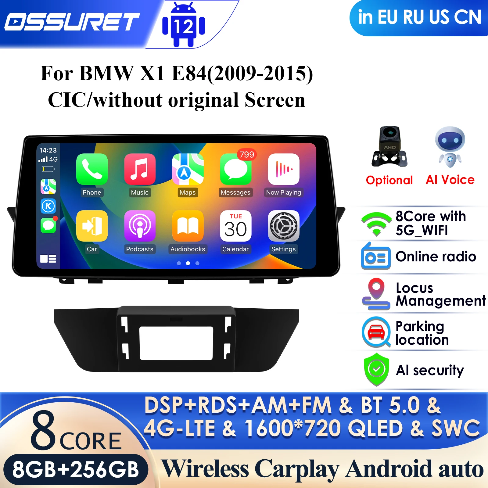 

Carplay 4G 10.33" Car Radio Android for BMW X1 E84 CIC 2009-2015 NO Original Screen IDrive Multimedia Player GPS 2Din Stereo DSP
