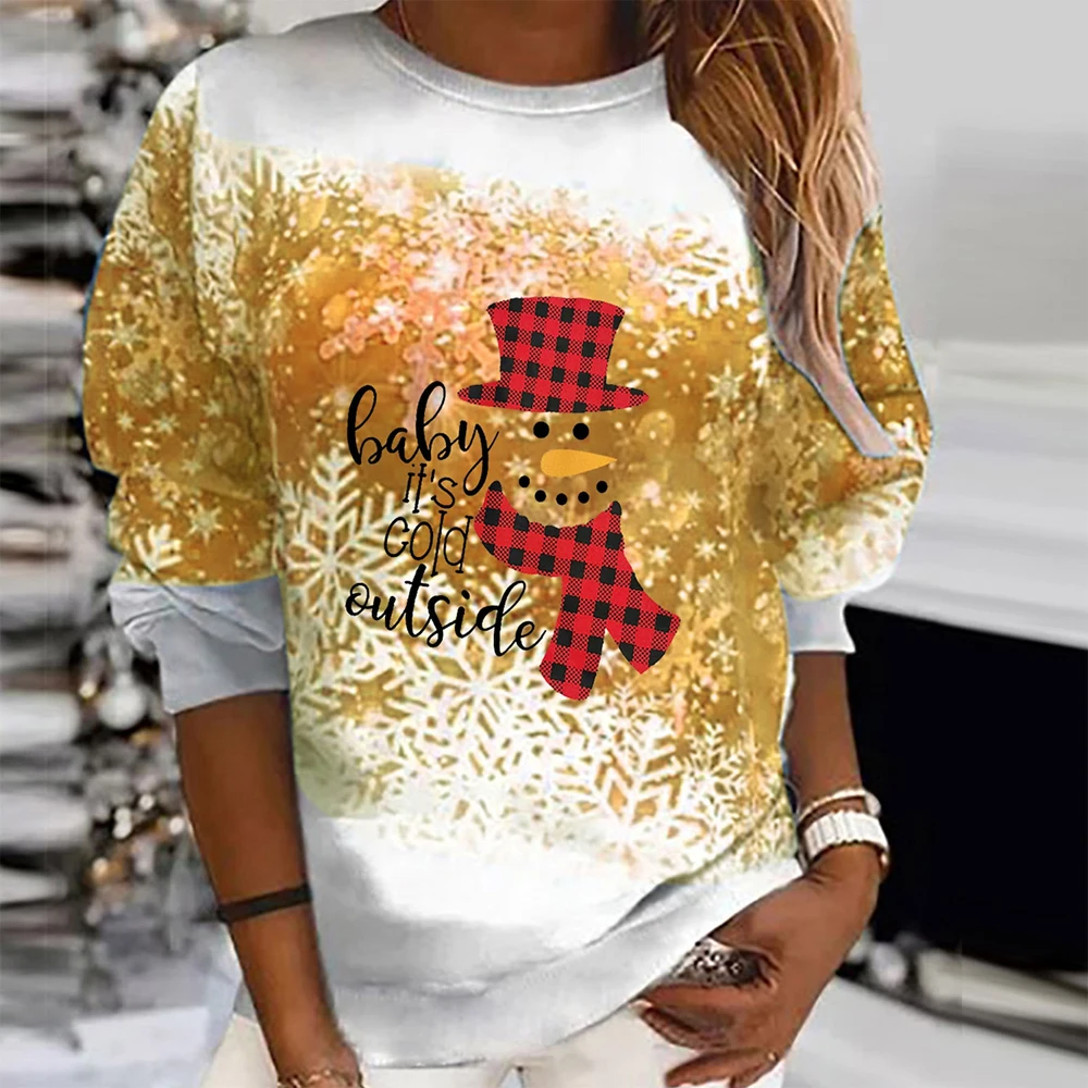 

2023 Ladies Christmas Funny Snowman Alphabet Hoodie Ladies Street Fashion Top Ladies Casual Clothing Ladies Winter Warm Clothing