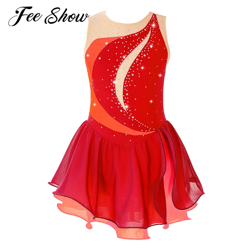 AqLeotard-Robe de Ballet pour Bol, Strass Brillants, Patinage, brev, Fibre à Volants, Mousseline de Soie, Vêtements de brevpour Enfants