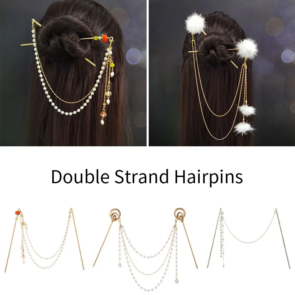 

Fashion Retro Hair Accessories Double Strand Hairpins Hair Sticks Hair Fork Headdress