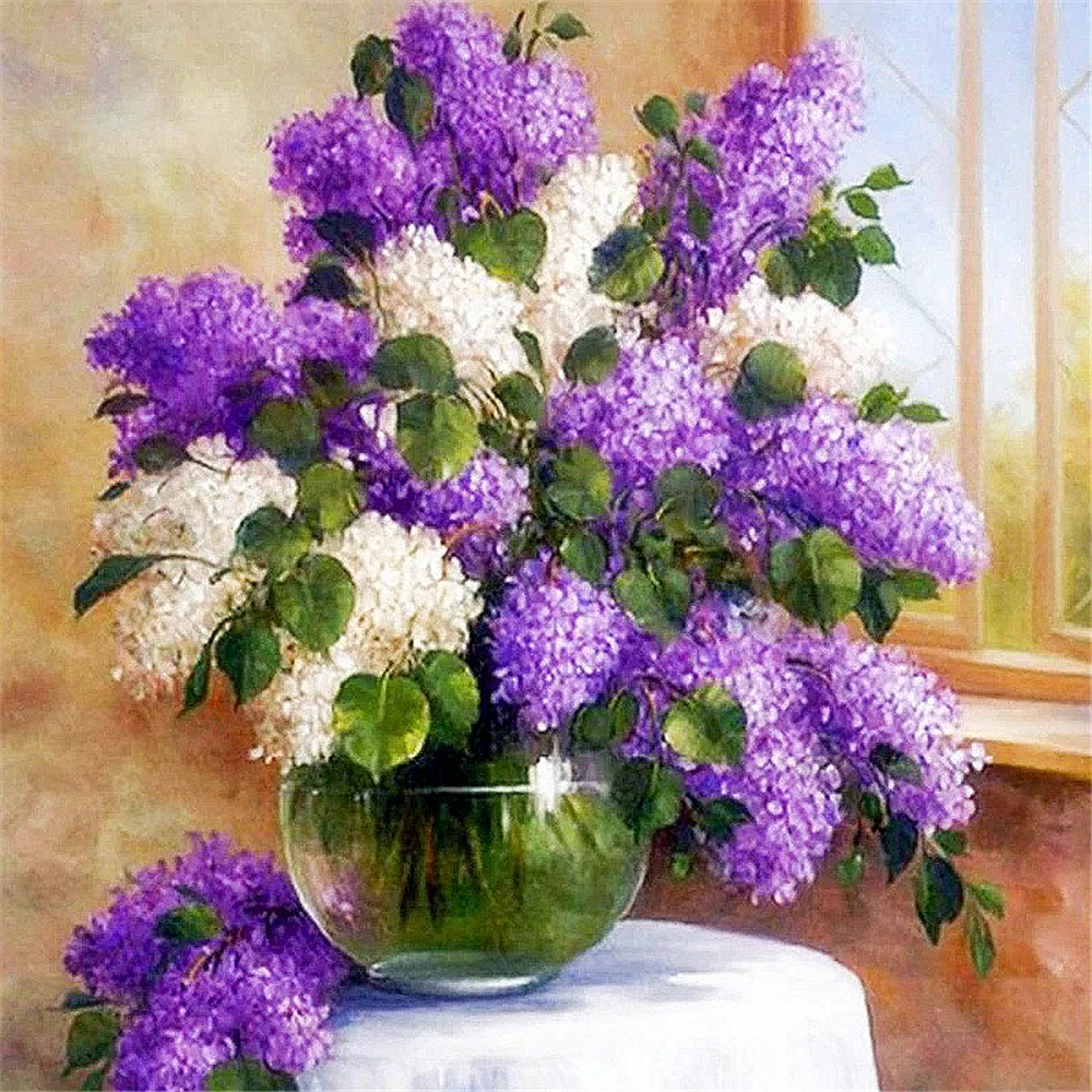 Cross Stitch Kit Flowers DIY Embroidery 11CT Cross Stitch Kits Craft Needlework Set Printed Canvas Cotton Thread Home Decoration Design