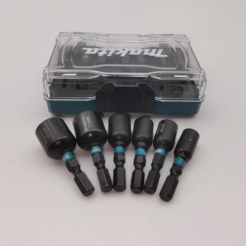 Makita E-18035 Black Impact Magnetic Socket 6X 1/4" Hexagonal Shank Hex Nut Length 50MM 6-13MM Screwdriver Adapter 5