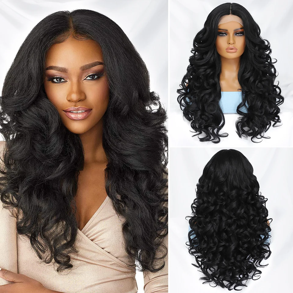 Black Brown Curly Wig Synthetic Lace Front Wigs For Women Blonde Orange Female Lace Wig 13X4.5X1 Cosplay Hair Daily Use 4
