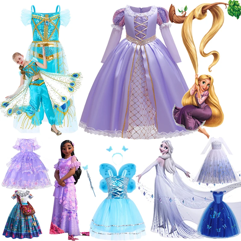 

JASMINE Princess Dress Kids Carnival Evening Party Cosplay Disney Aladdin Magic Lamp Girls Costume Sequins Role Clothes for 2023
