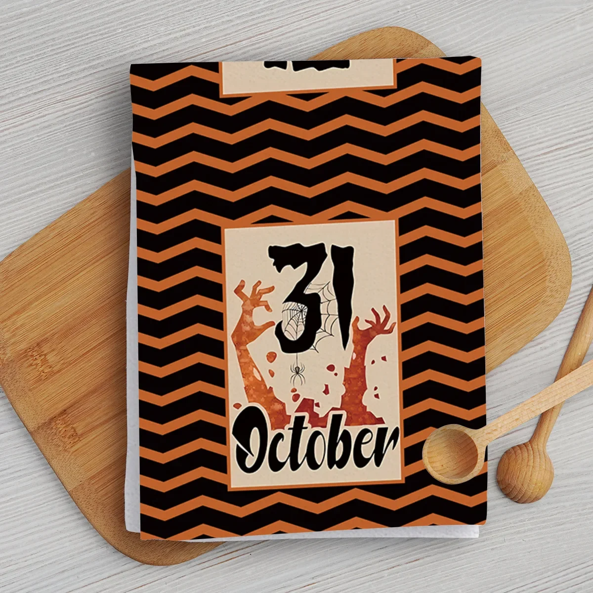 thumbnail image 1 of Juego de paños de cocina con forma de calabaza y murciélago para Halloween, cuatro paños de fibra ultrafina para lavar a mano en el hogar para limpiar, 1 of 5