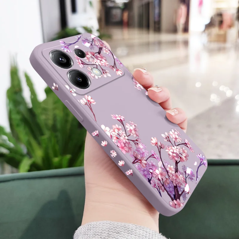 Elegant Falling Flowers Silicone Phone Case Durable And Stylish Cover 