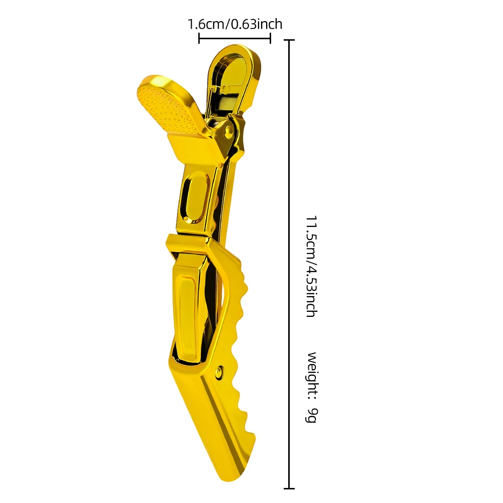 Golden Plastic Hair Clips for Barber Styling Durable Alligator Clamps for Hairdressing Sectioning Salon Tools 6Pcs