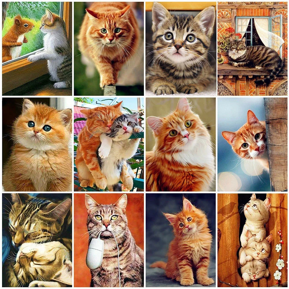 MomoArt Diamond Painting Cat New Collection 2023 Full Square Round Mosaic Animal Beads Embroidery Cross Stitch Art Home Decor