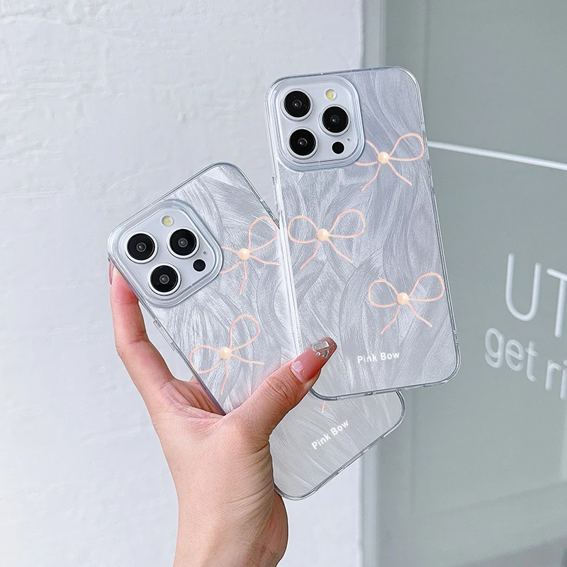 Elegant Black Bowknot Hard Silver Laser Phone Case