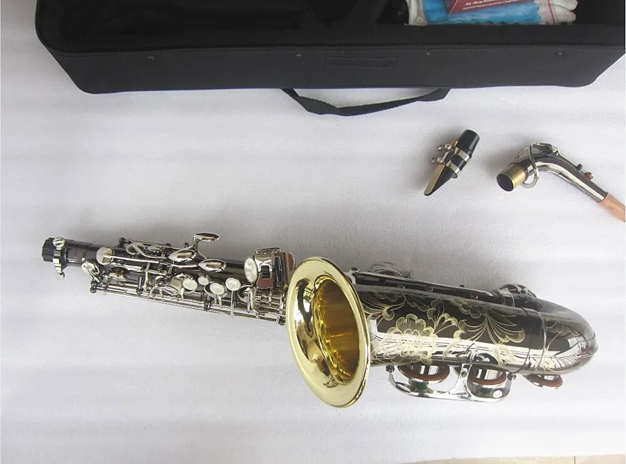 New Alto Saxophone E-Flat Electroplate Black nickel silver key Sax Mouthpiece Ligature Reed Neck Musical Instrument Accessories
