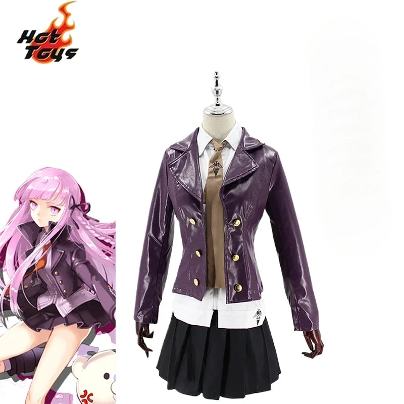 Disfraz Completo De Kyoko Kirigiri – Danganronpa – Chaqueta De Cuero Morado, Conjunto Oficial