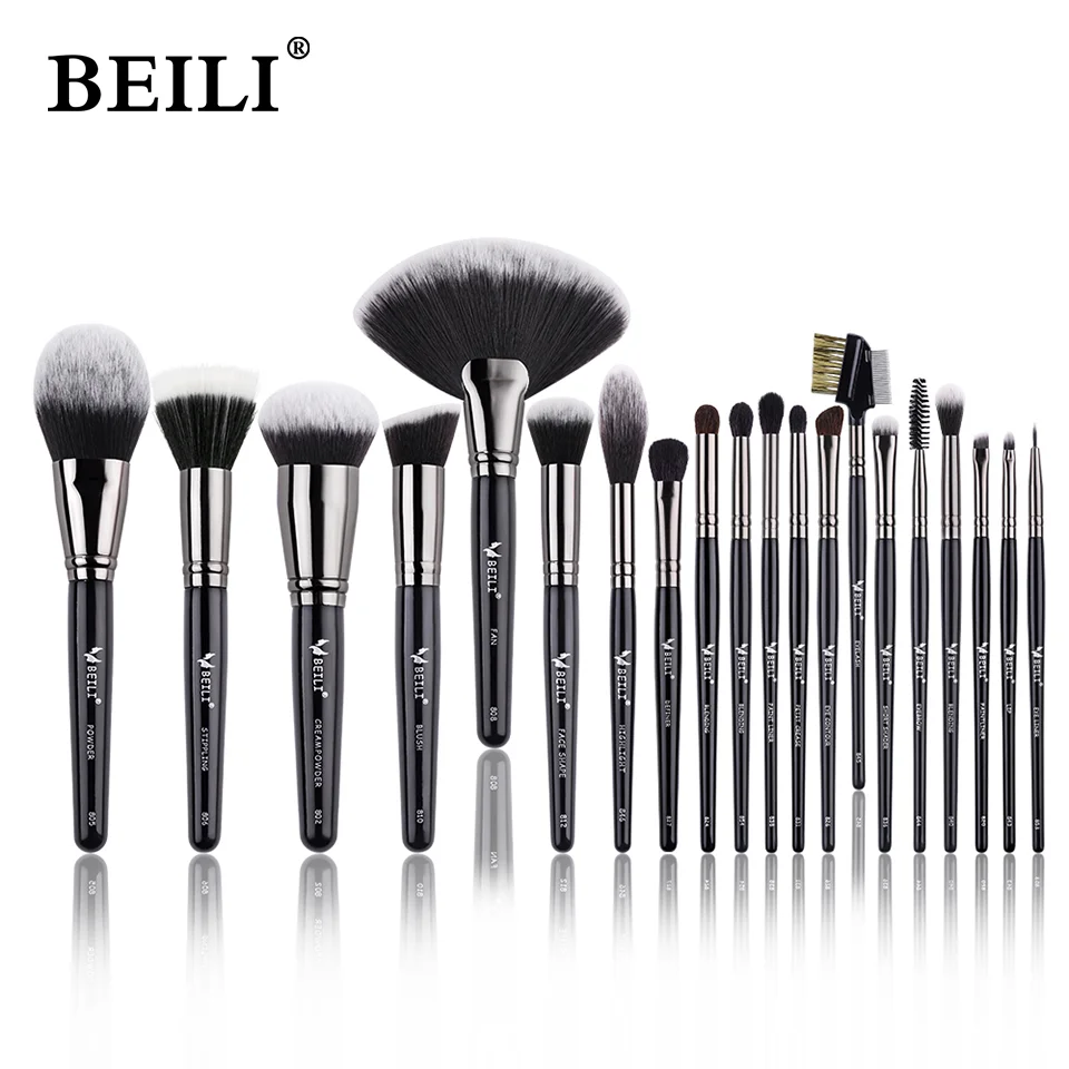 

BEILI Black 20 pcs Makeup Brushes Set Professional Goat Synthetic hair Powder Foundation Blush Eyebrow Eyeshadow Make up Brush