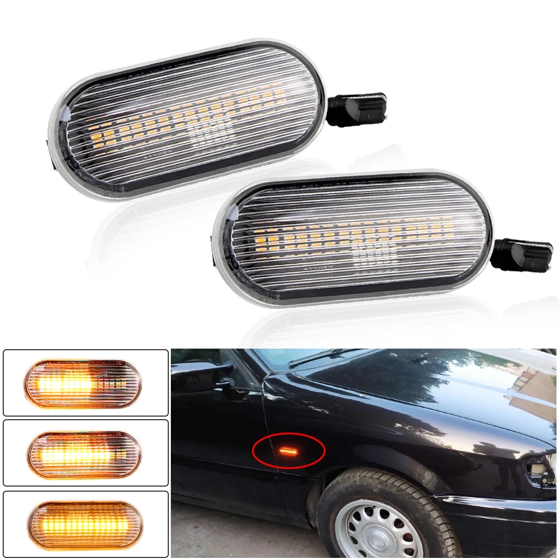 

Canbus янтарно-желтый прозрачный/дымчатый Боковой габаритный фонарь указатели поворота Светодиодный индикатор для VW Bora Golf 3 4 Passat 3BG Polo SB6 12 В