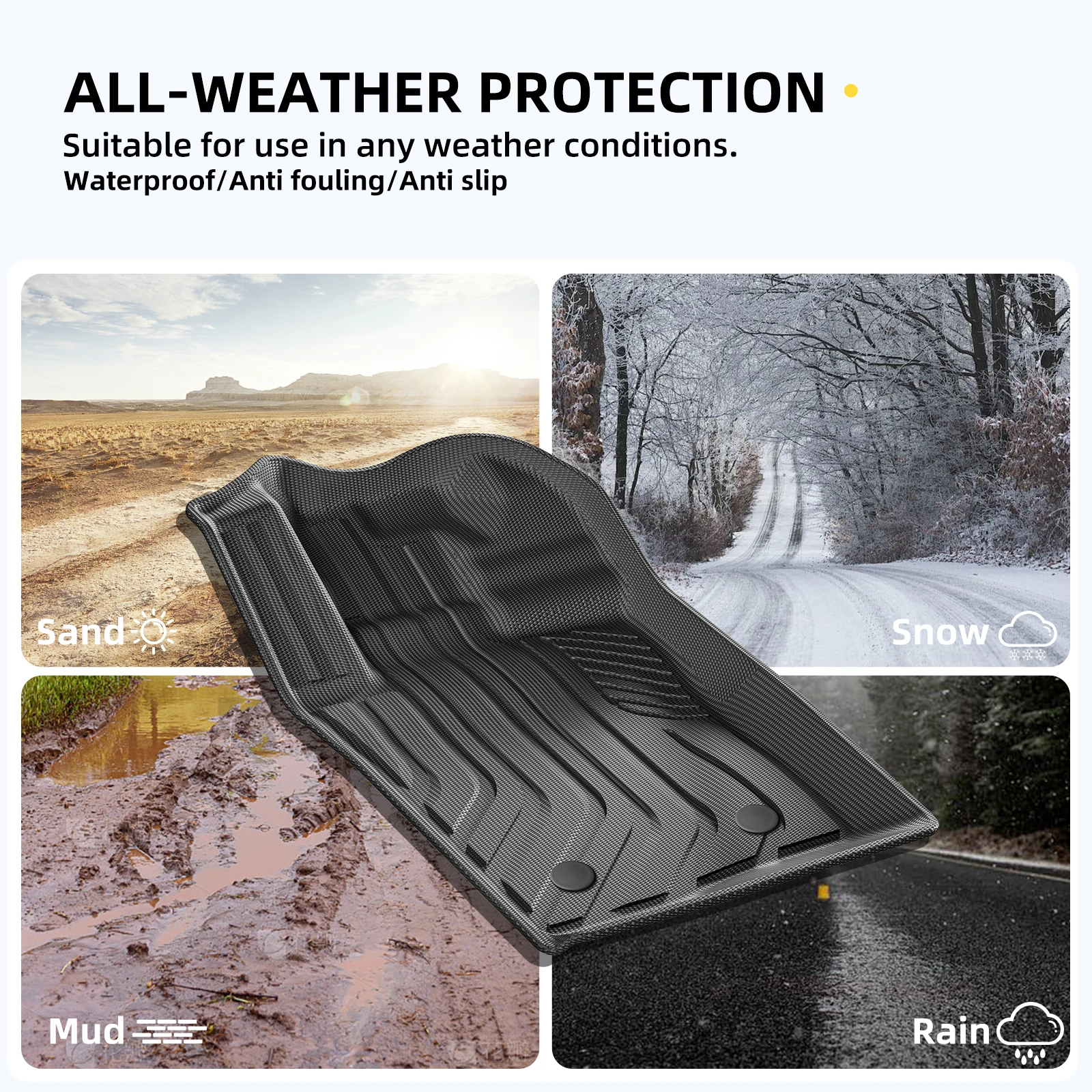 for Ford Ranger 2023 2024 TPE 3D Car Floor Mats Foot Set Pads 3PCS/SET All Weather Auto Accessories