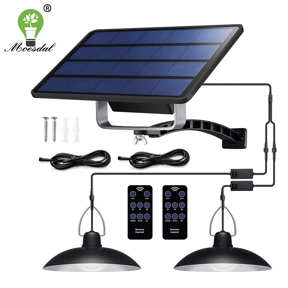 solar yard lights IP65 Waterproof Double Head Solar Pendant Light Outdoor Indoor Solar Lamp With Cable Suitable for courtyard, garden, indoor etc, solar ground lights