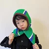 Winter Warm Baby One Piece Scarf Cap 3-6year Kid Ear Protection Knit Hat Korean Stripe Children Balaclava Headgear Hooded Beanie 4