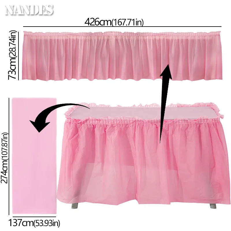 Disposable Table Waterproof and Oil Skirt BPA Free Plastic Tableskirt Disposable Reusable Party Wedding Festival Decor 3
