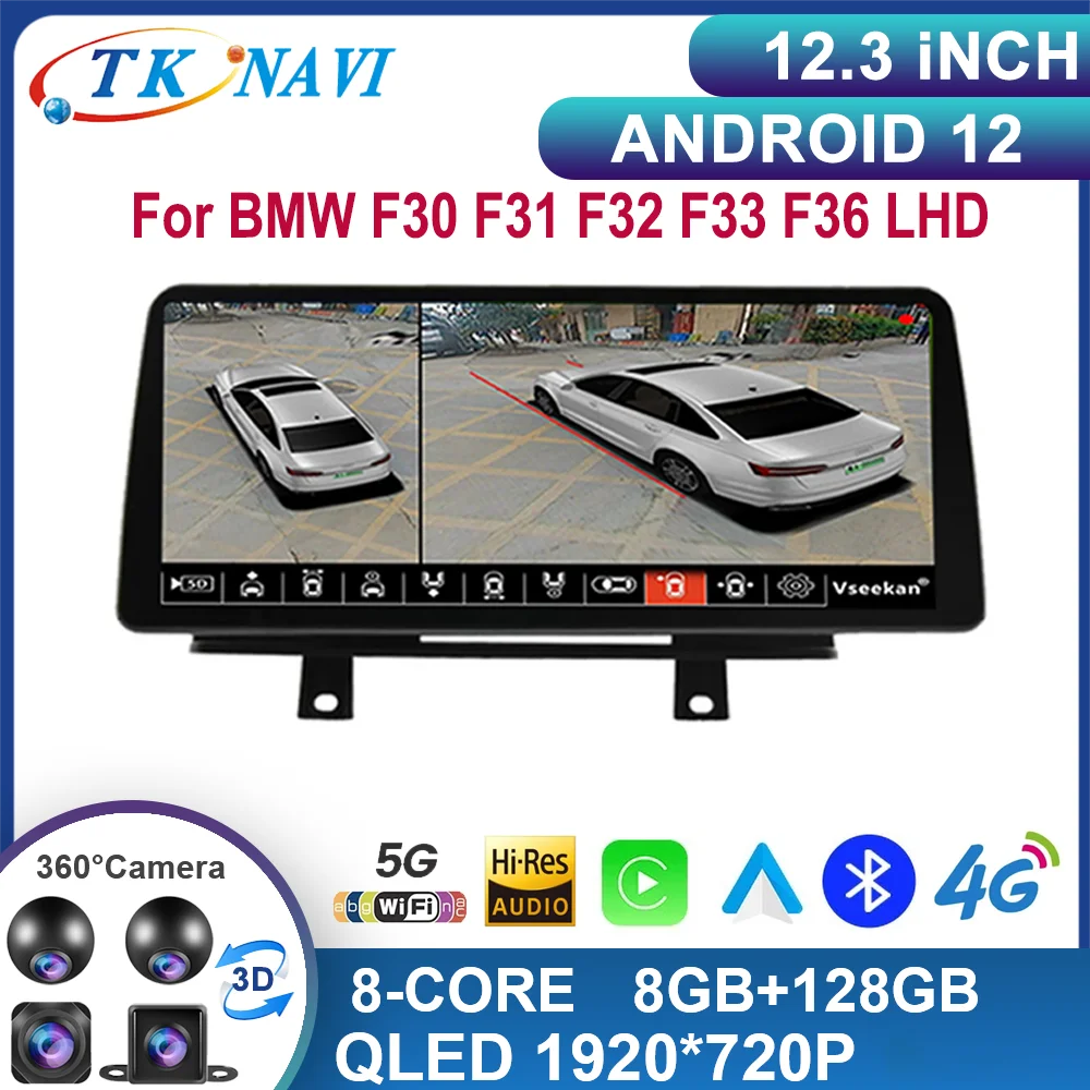 

12.3" Android 13 For BMW F30 F31 F32 F33 F36 LHD ID8 360 Camera NBT Car Radio GPS Carplay Multimedia Video Navigation Player BT