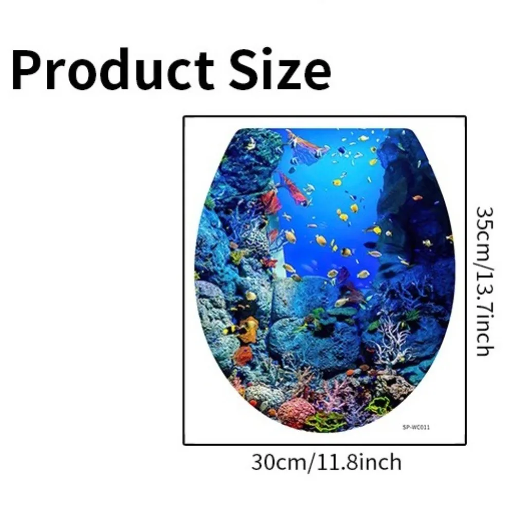 Art Sea World Toilet Seat Sticker Sea Fish Waterproof Bathroom Decor Sticker Removable Self Adhesive Home Decor 1PC