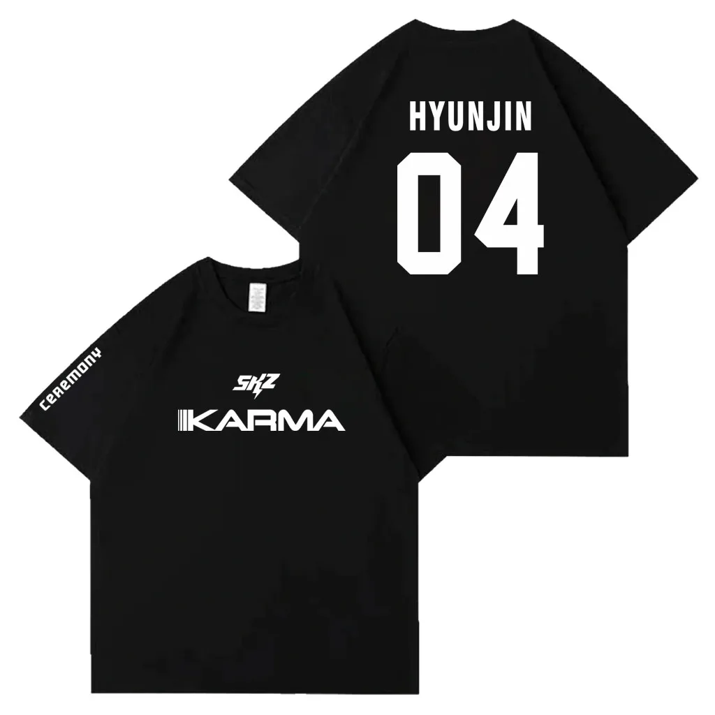 Kpop Stray 2025 Das 4. Album KARMA Zeremonie Kpop Mode Lose T Shirt Männer Frauen Casual Baumwolle Gemütliche K-pop Kurzarm Top – Detail 7