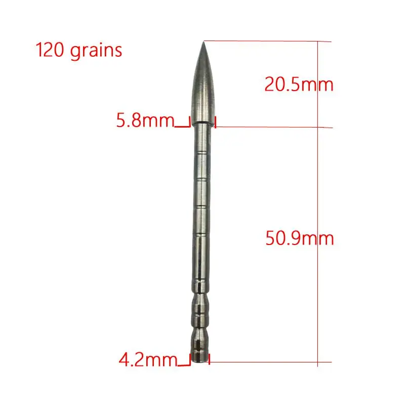 12PCS 4.2 mm Bullet Point Tip Arrow Head DIY 80 100 120 Grain For ID 4.2 mm Arrow Shaft Head Archery Accessory Bow