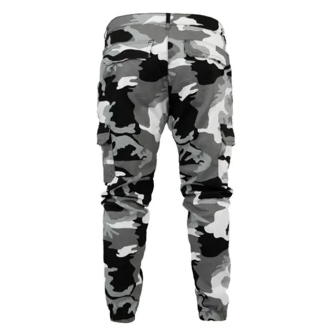 Men Cotton Cargo Pants White Camouflage Jogger Pants Camou Casual