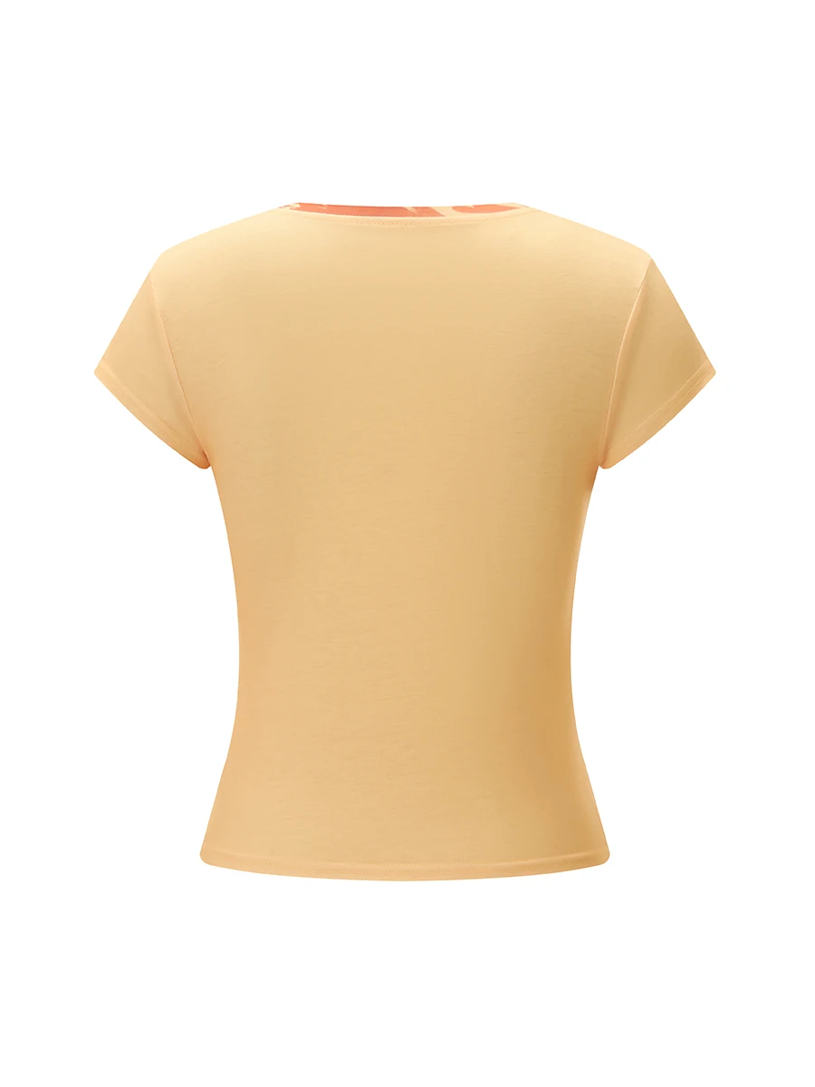 

Женский укороченный топ с графическим принтом, футболка с V-образным вырезом и коротким рукавом, приталенная рубашка, винтажная Волшебная летняя одежда для девочек Y2k E