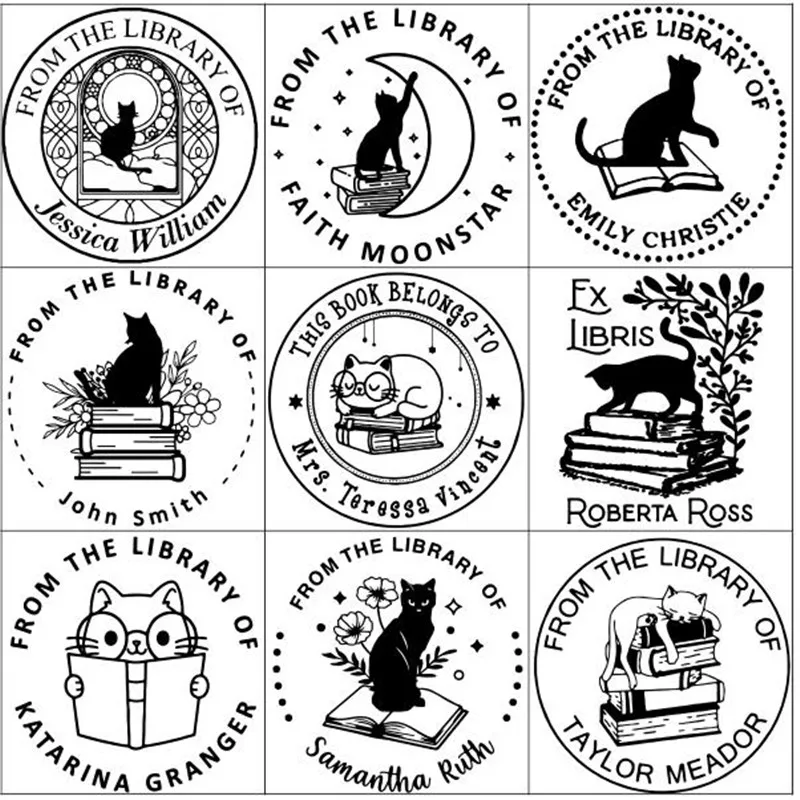 Name Stamp Self Inking Stamps Cat Stamp Book Stamp Personalized Name Stamp Self Inking From the Library Of This Book Belongs To Back to School