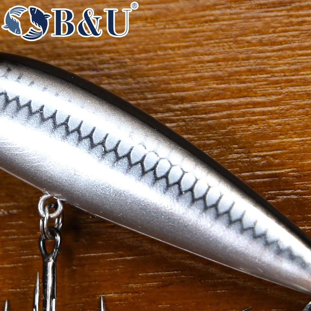 B & u-シンキングミノー釣りルアー、大型マス、パイク、ロック