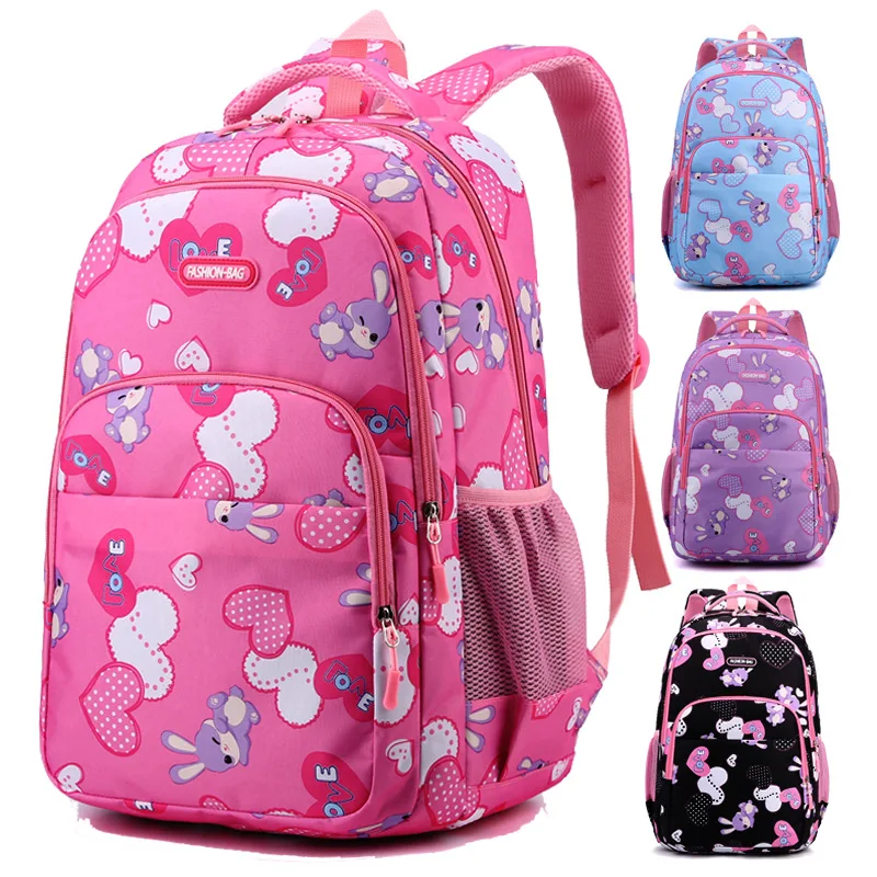 Children's Kawaii Oxford Cloth female women double set pen bag Rabbit cartoon zipper book backpack Girl Primary school bag girls
