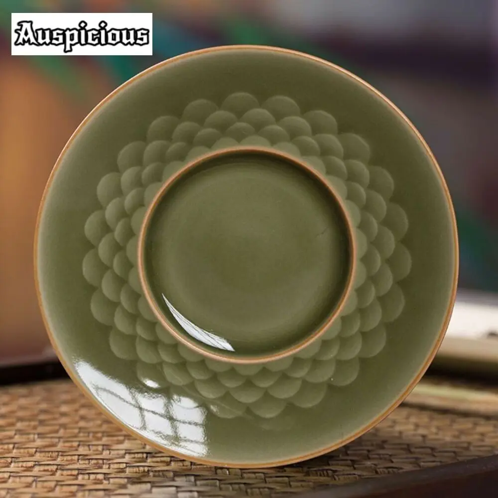 100ml Handmad Longquan Celadon Hand Grasping Gaiwan Fish Scale Three Talent Tea Tureen Tea Maker Cover Bowl Ceremony Gift