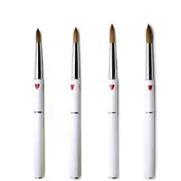 1PCS Manicure Drawing Brush Tools 6#8#10#12# Acrylic Nail Art Pen Pure Kolinsky Professional White Metal Heart Painting Sable 2