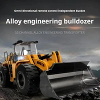 New 583 Alloy Engineering Vehicle Remote Control Shovel Hydraulic Bulldozer Professional Bulldozer Electric Toy Loading Vehicle 2