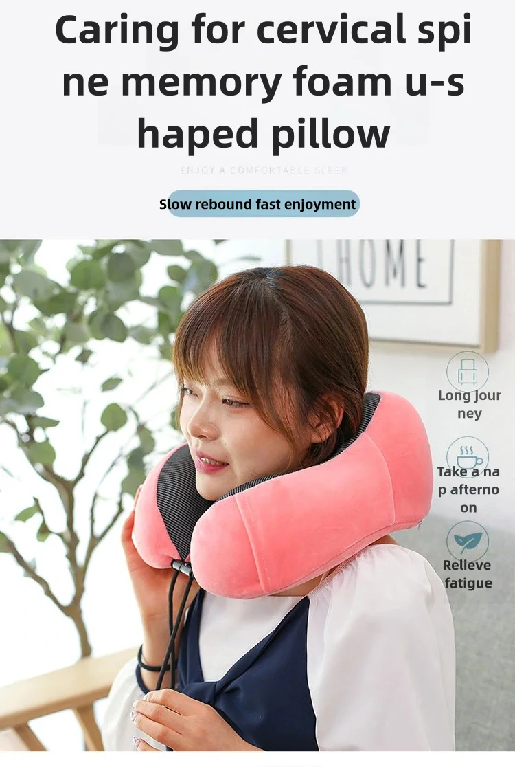 Description Picture 2 of itemU Shaped Memory Foam Neck Pillows Soft Travel Pillow Massage Neck Pillow Sleeping Airplane Pillow Cervical Healthcare Bedding