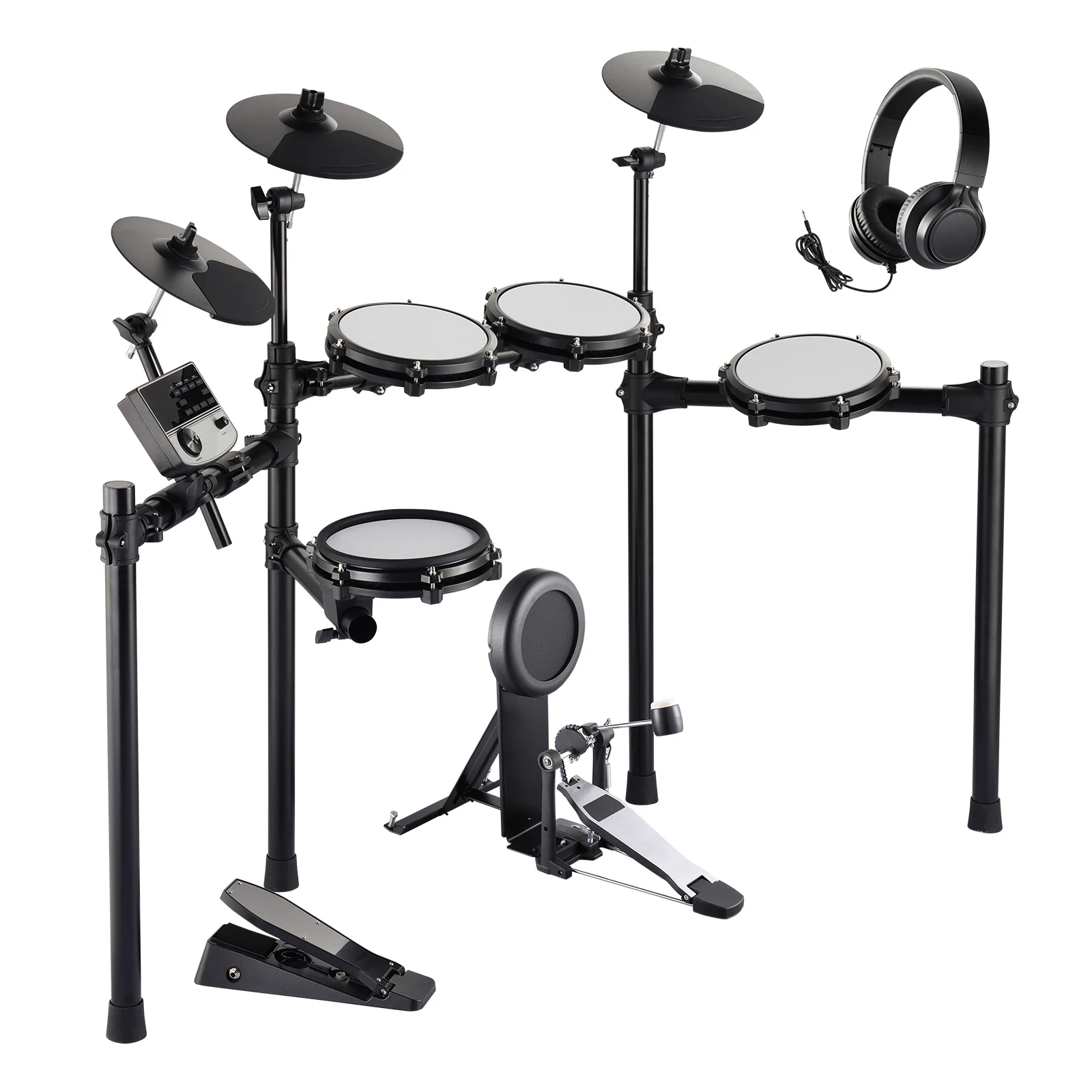Electric Drum Set with Mesh and Cymbals for Quiet Practice